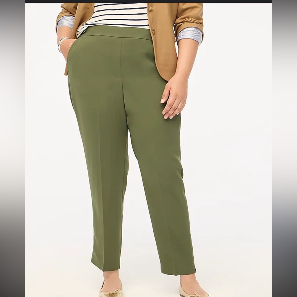 J.Crew Jamie Tapered Leg Elastic Waist Pants Women’s Size 14 Olive Green